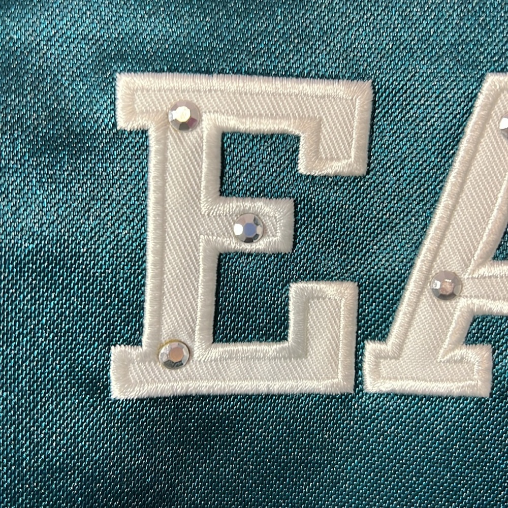 NFL Team Apparel Women’s Philadelphia Eagles Short Sleeve Embroidered Laceup Top - Picture 5 of 7